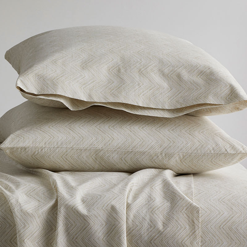 Cstudio Home Herringbone Organic Cotton Percale Pillowcases - Dune