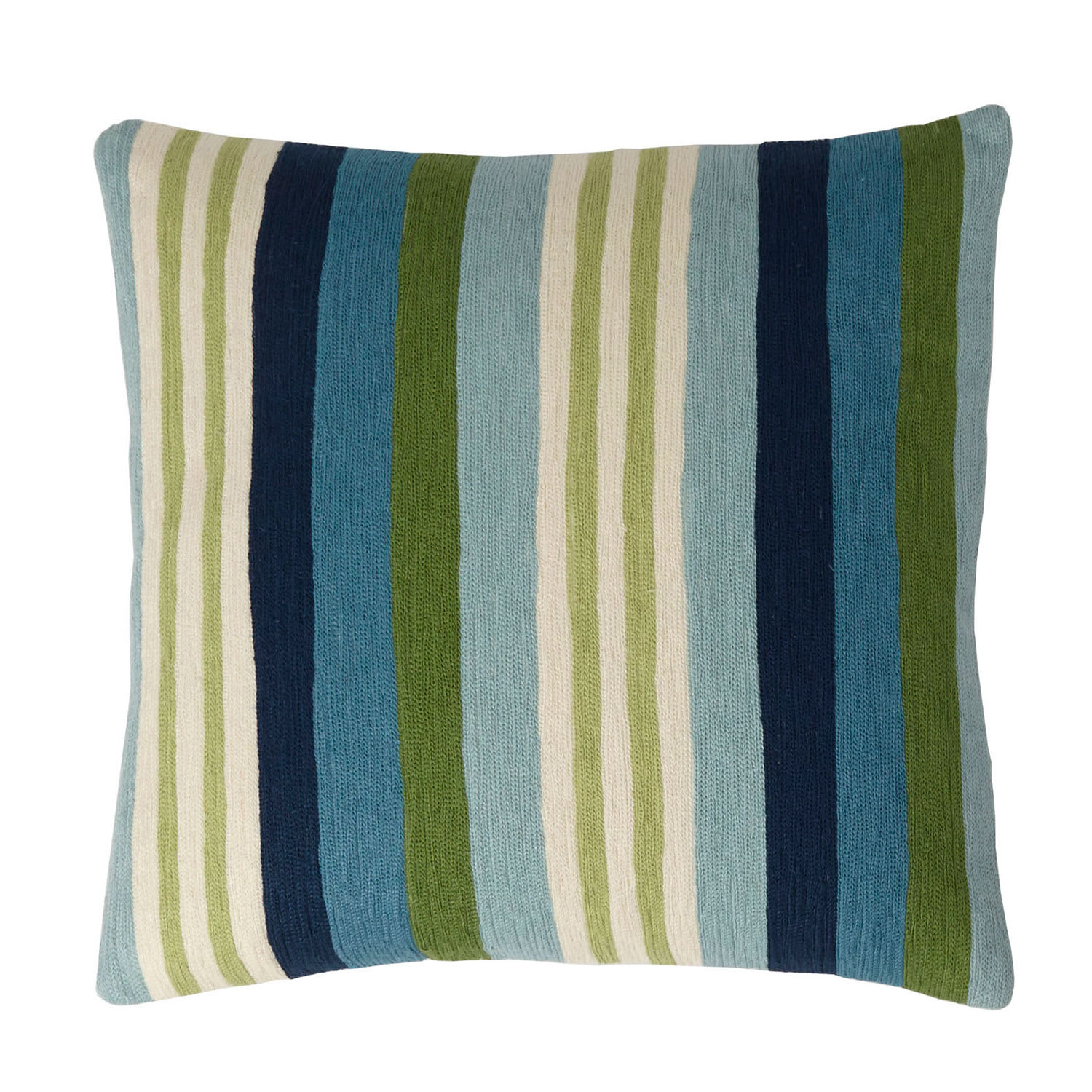 Blue Stripe Embroidered Pillow Cover - Stripe