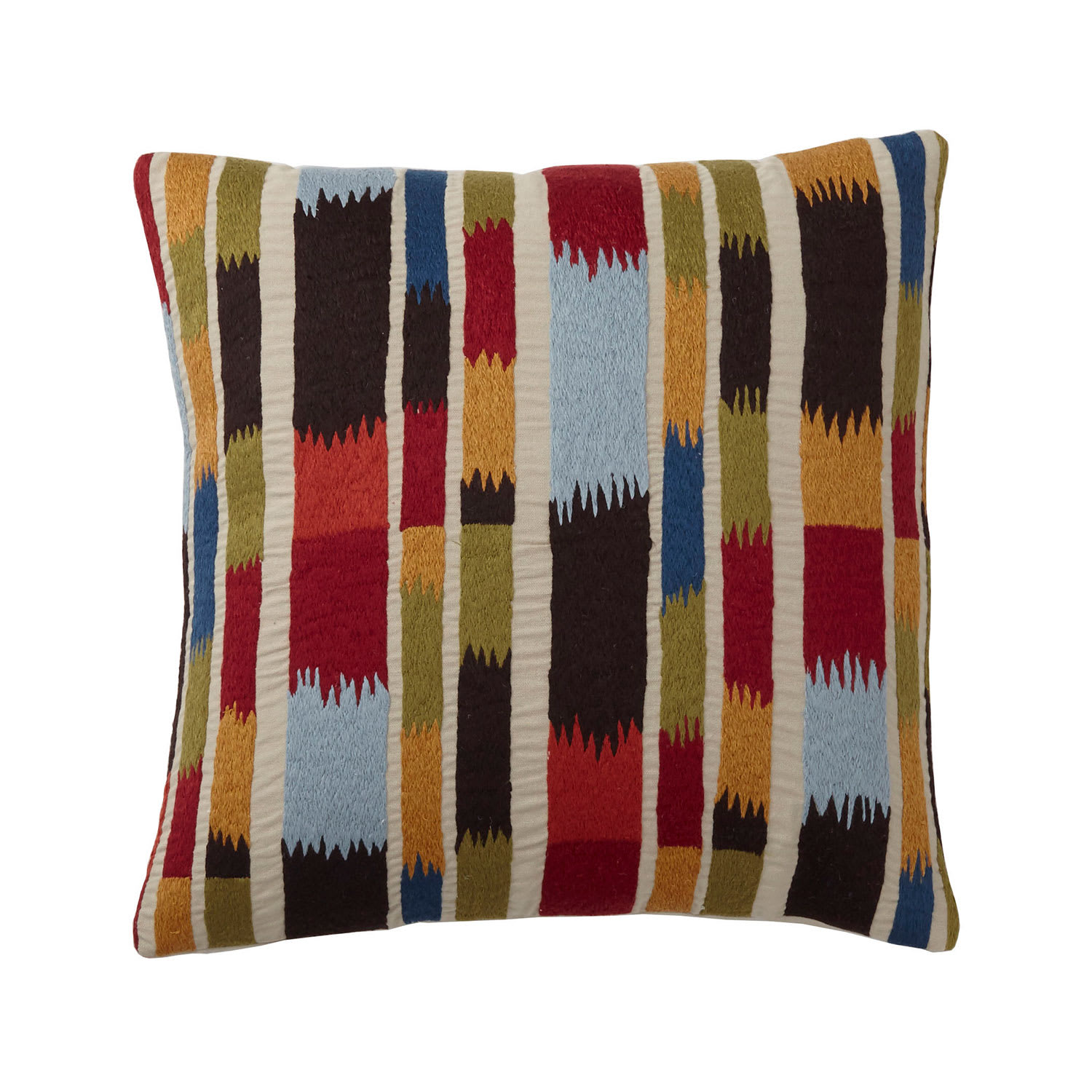 Multicolored Ikat Embroidered Pillow Cover - Ikat