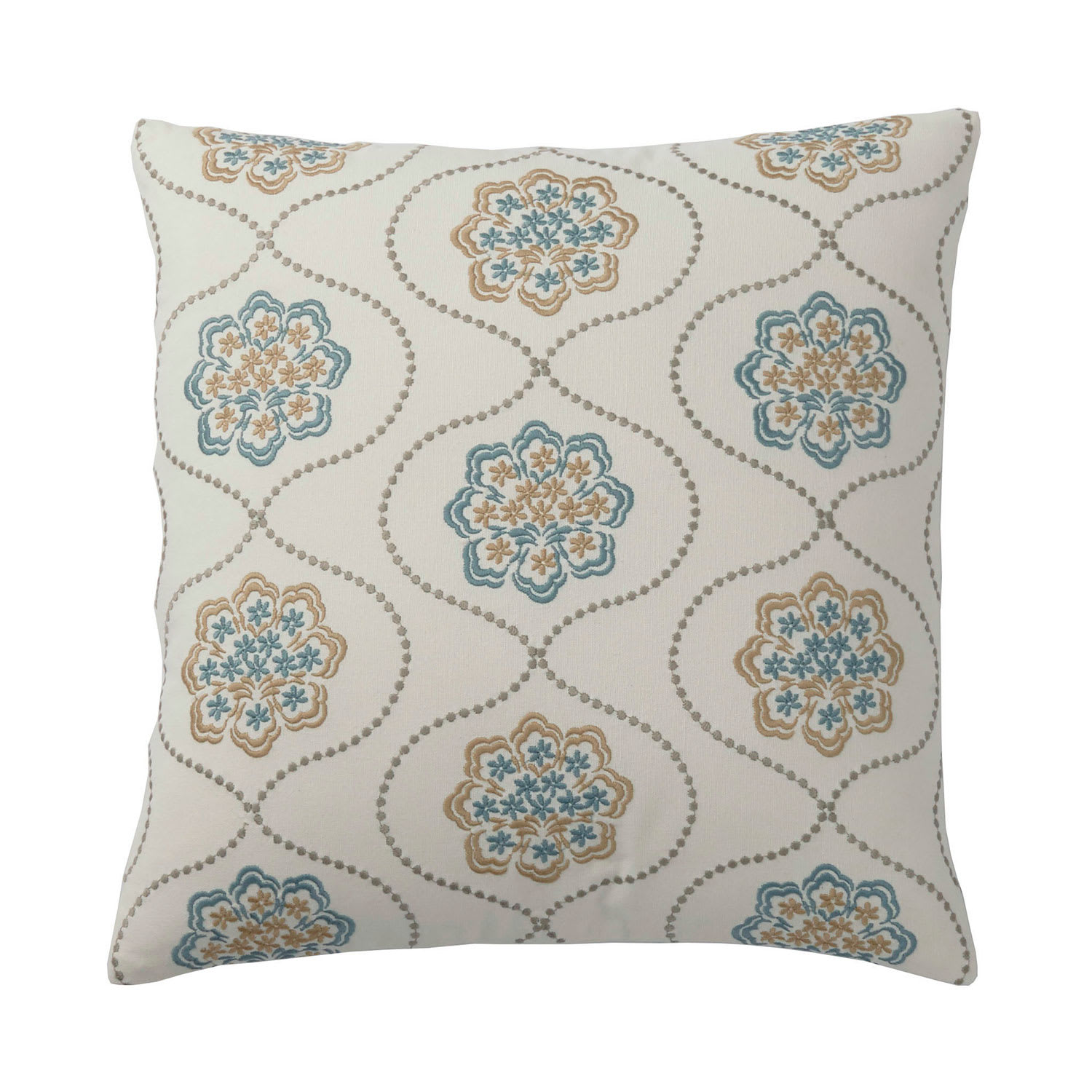 Neutral Damask Embroidered Pillow Cover - Damask