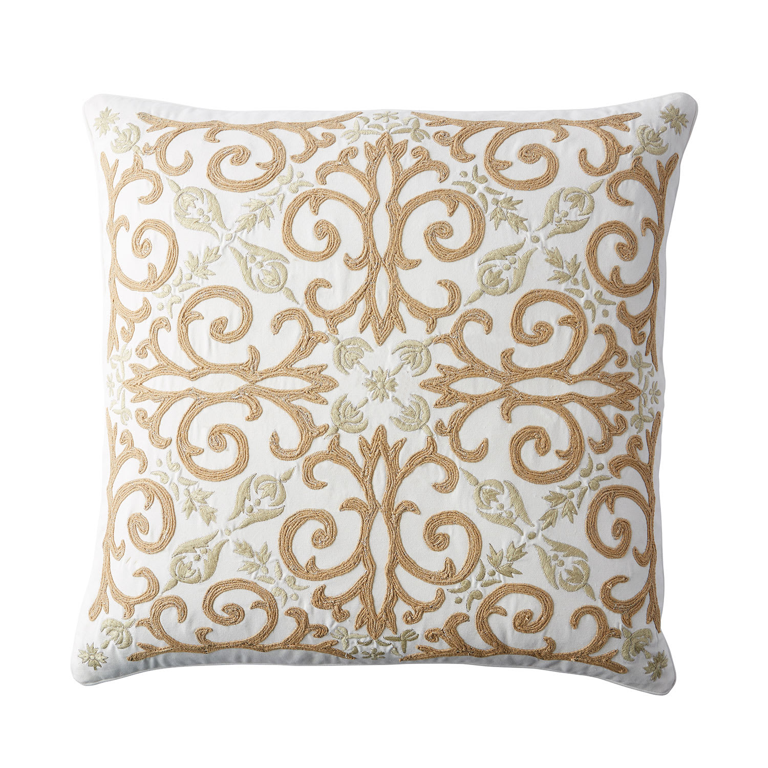 Gold Medallion Embroidered Pillow Cover - Medallion