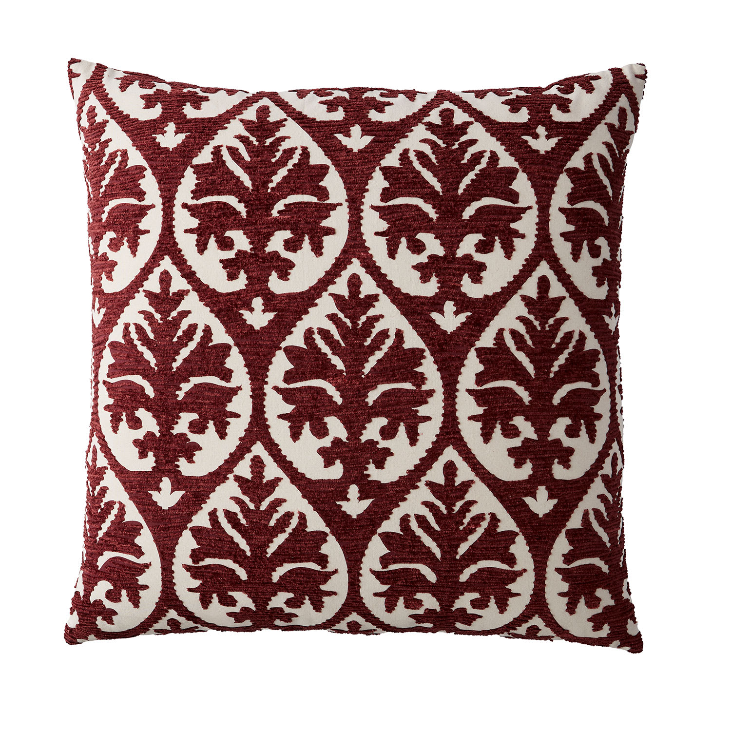 Red Multicolored Damask Embroidered Pillow Cover - Damask