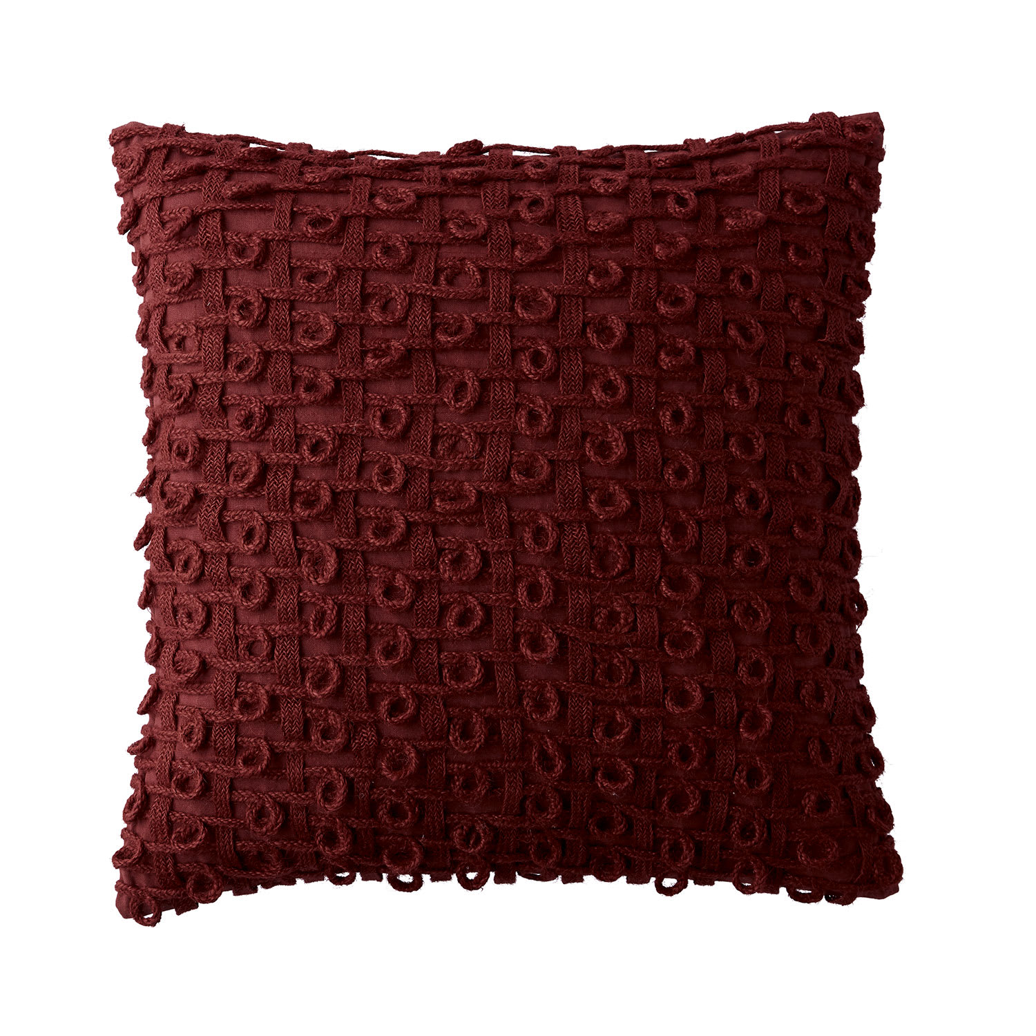 Red Multicolored Geo Embroidered Pillow Cover - Geo