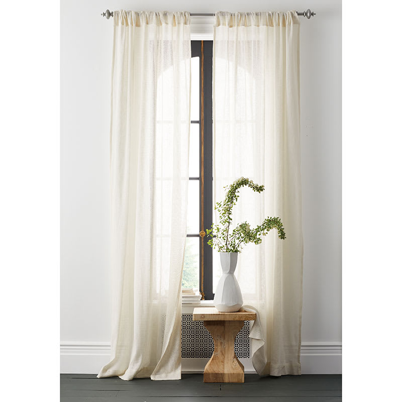 Cotton Linen Open Weave Window Curtain - Ivory