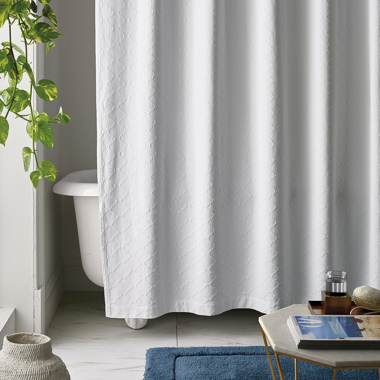 Legends Luxury™ Shoreline Cotton Matelassé Shower Curtain - White