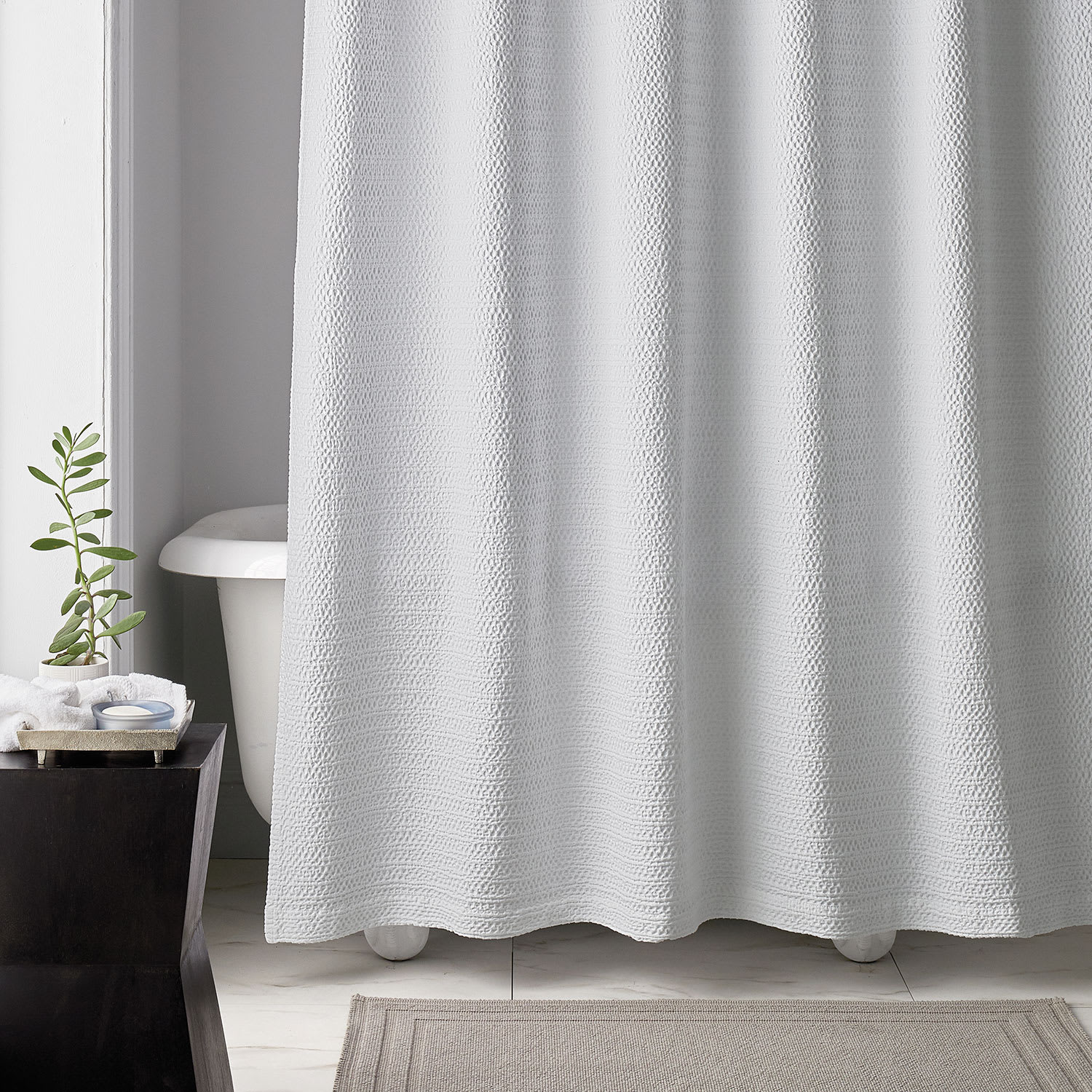 Legends Luxury™ Lattice Cotton Matelassé Shower Curtain - White