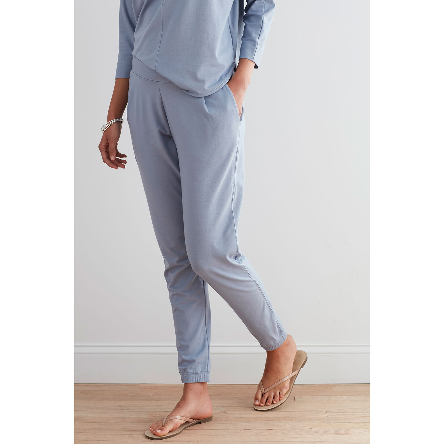 Pima Modal Loungewear Tapered Pants - Blue Mist