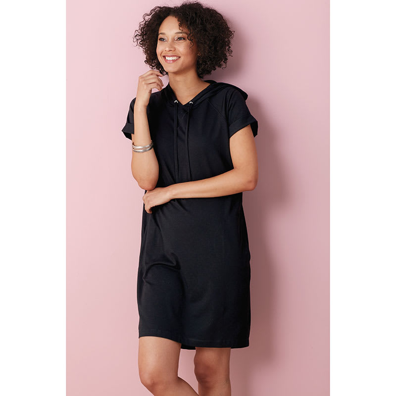 Pima Modal Loungewear Hoodie Dress - Black