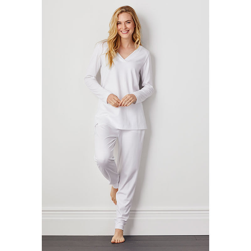 Legends Luxury™ Pima Cotton V-Neck Pajama Set - White