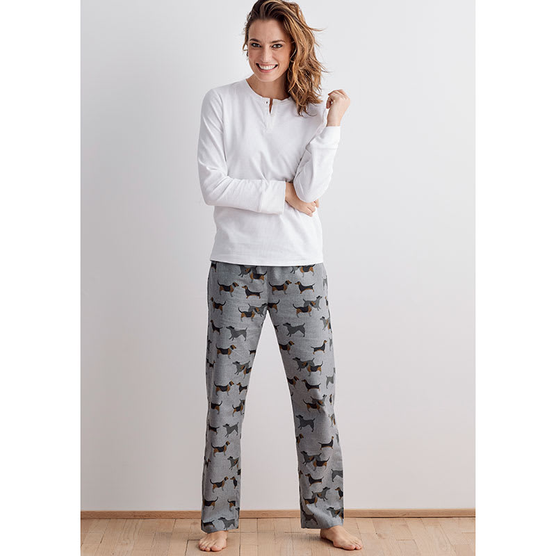 Dog Womens Cotton Flannel Pajama Set - Dog