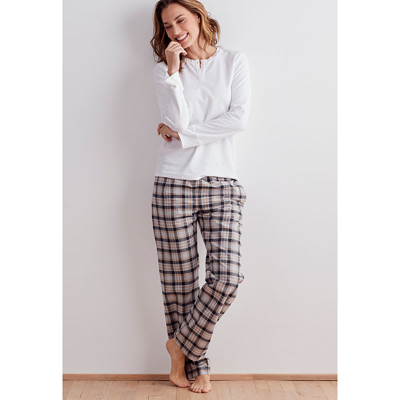 Plaid Womens Cotton Flannel Pajama Set - Plaid