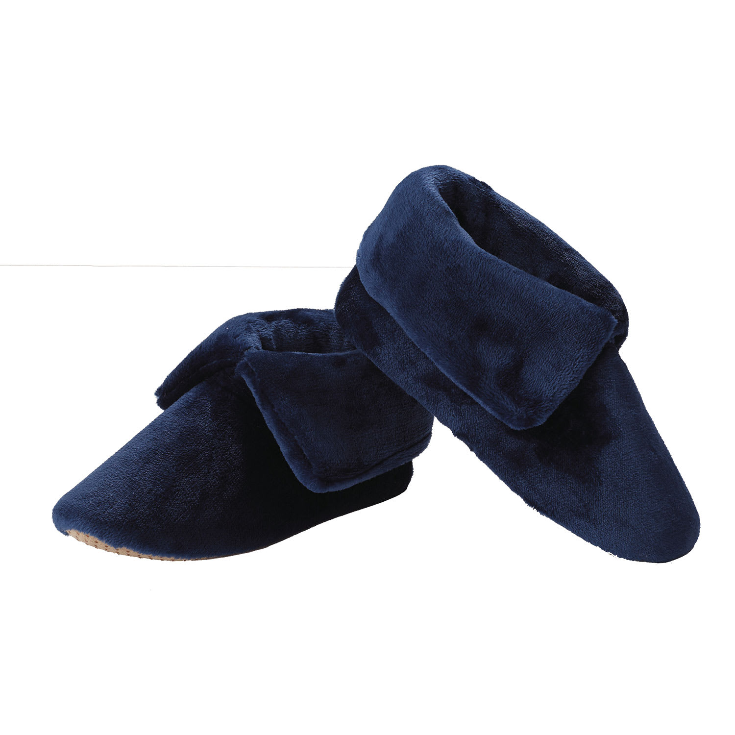 Womens and Mens Deluxe Fleece Slippers - Navy Blue