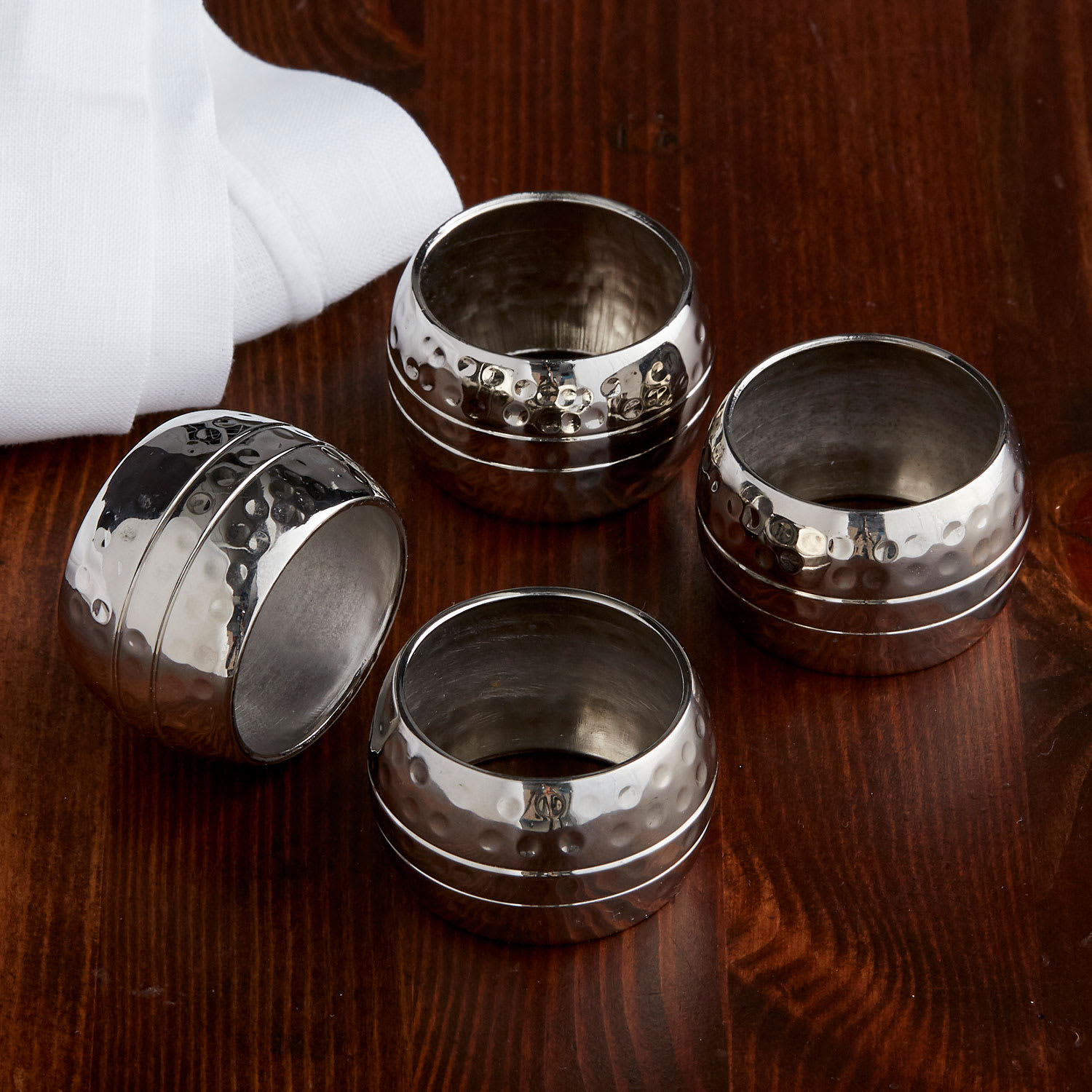 Hammered Napkin Rings - Silver