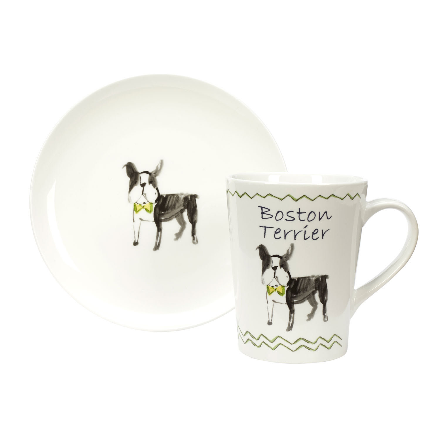 Boston Terrier Mug & Salad Plate Set