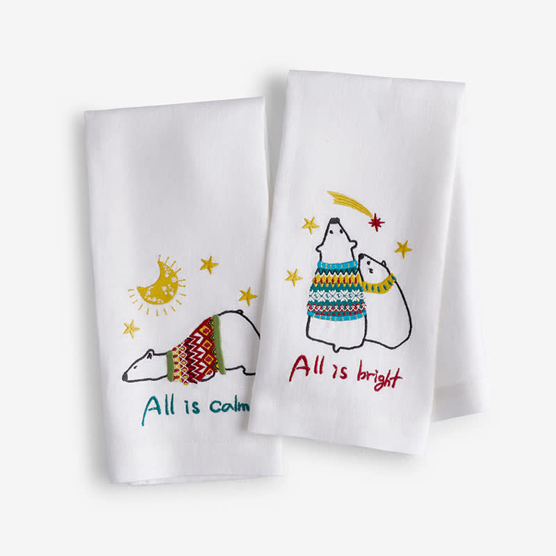Holiday Linen Guest Towels, Set of 2