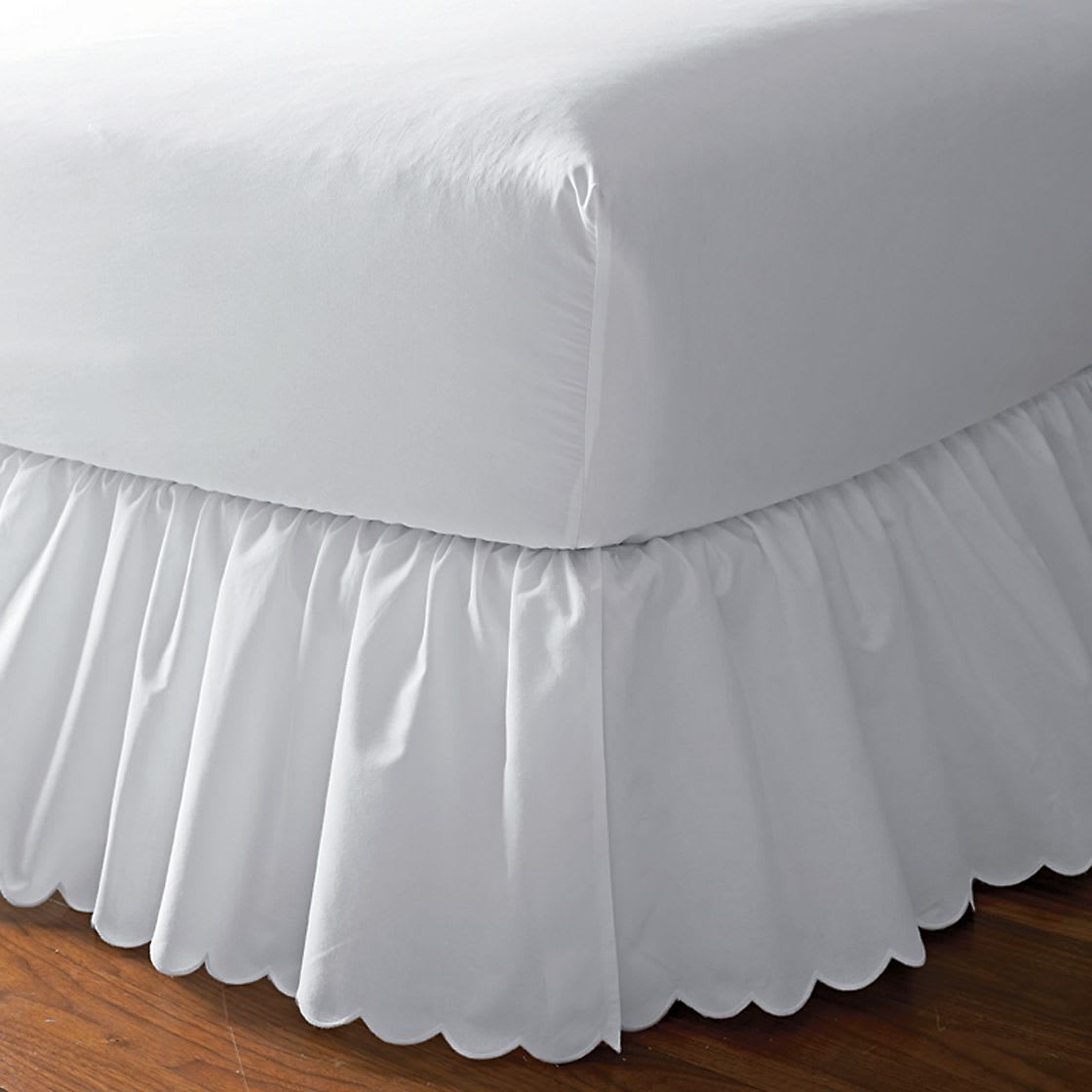 Detachable Scalloped Embroidered 14 in. Drop Bed Skirt - Ivory