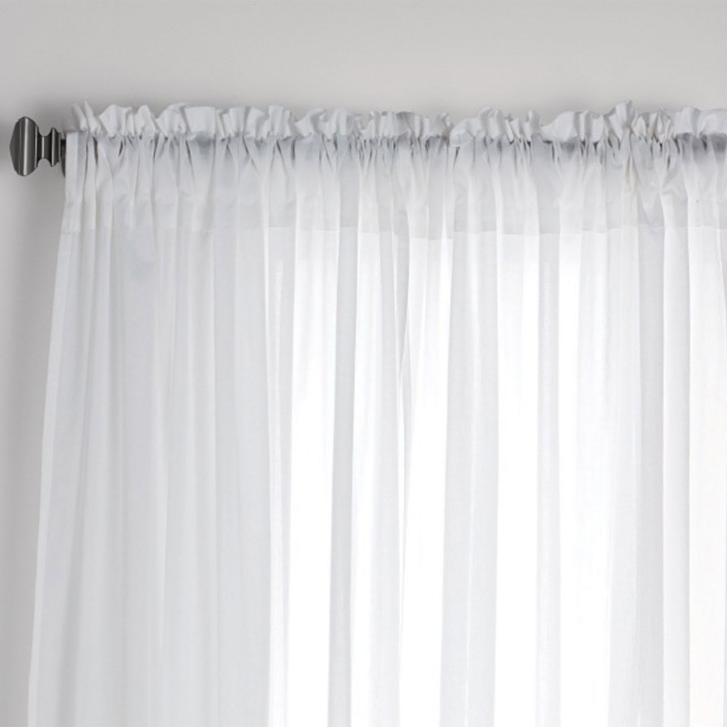 Chambray Voile Yarn-Dyed Rod Pocket Window Curtain - White