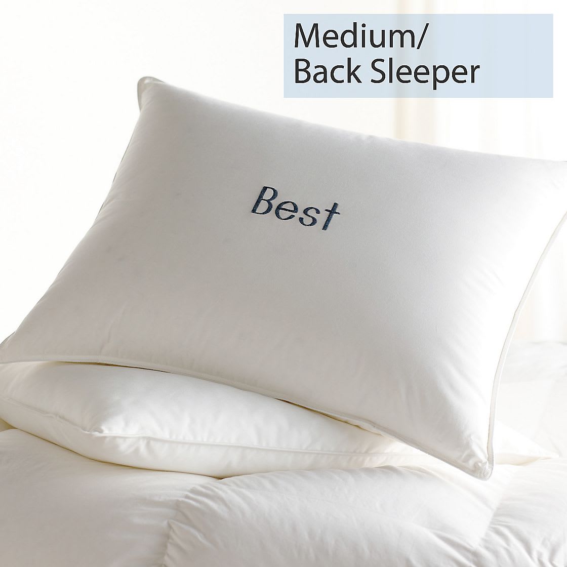 Best Down Back Sleepers Medium Density Pillow - White