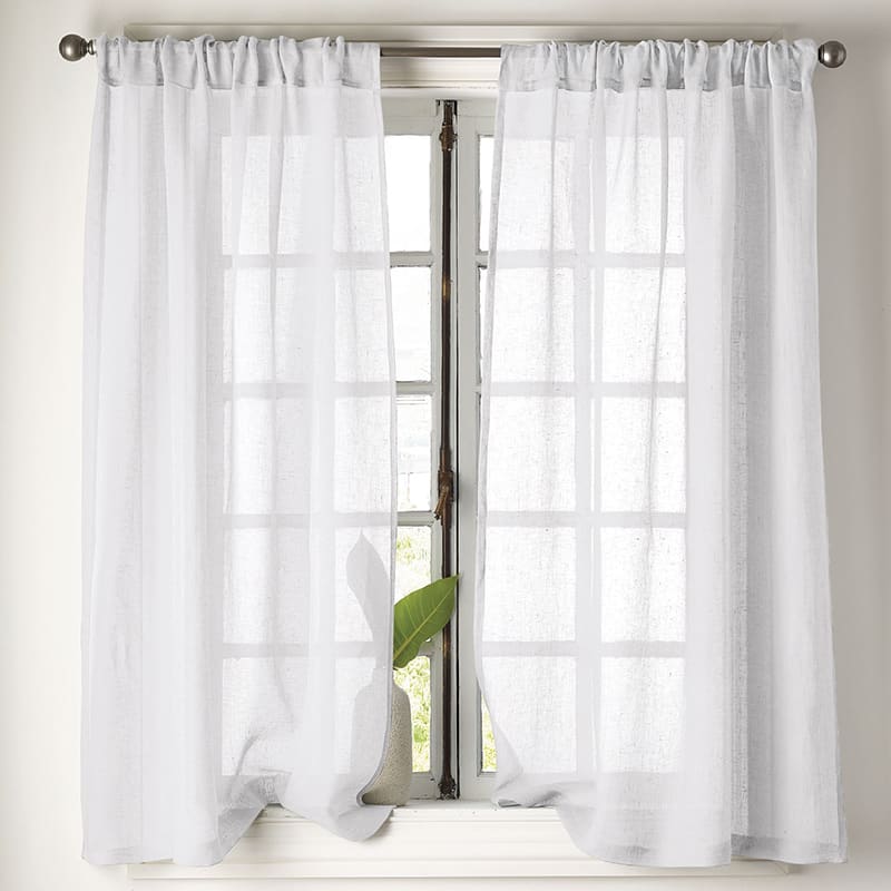 Sheer Linen Window Curtain - White