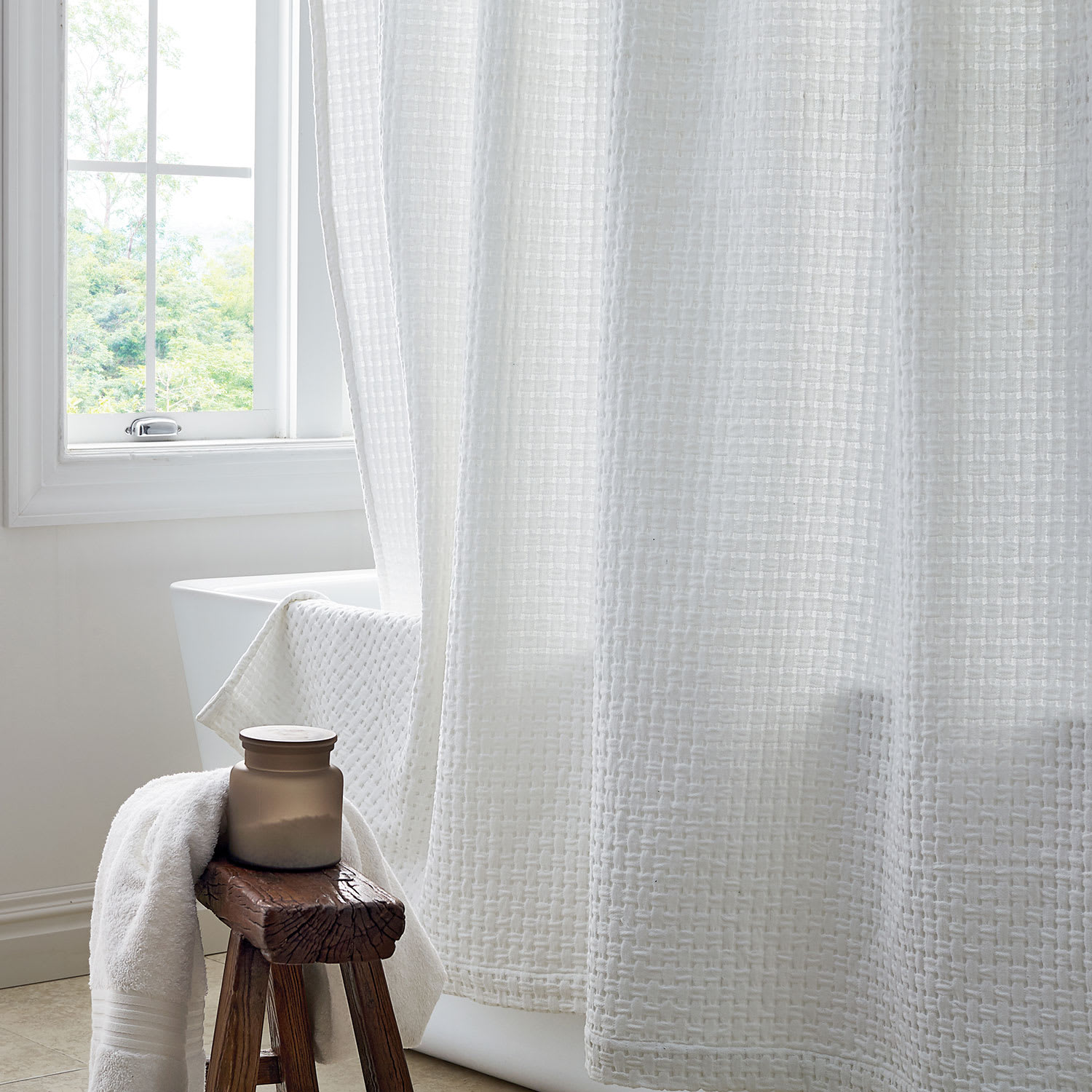 Company Cotton™ Basketweave Cotton Shower Curtain - White