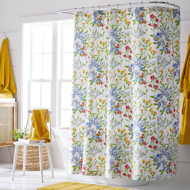 Company Cotton Bailey Fl Shower, Teal Yellow Gray Shower Curtain