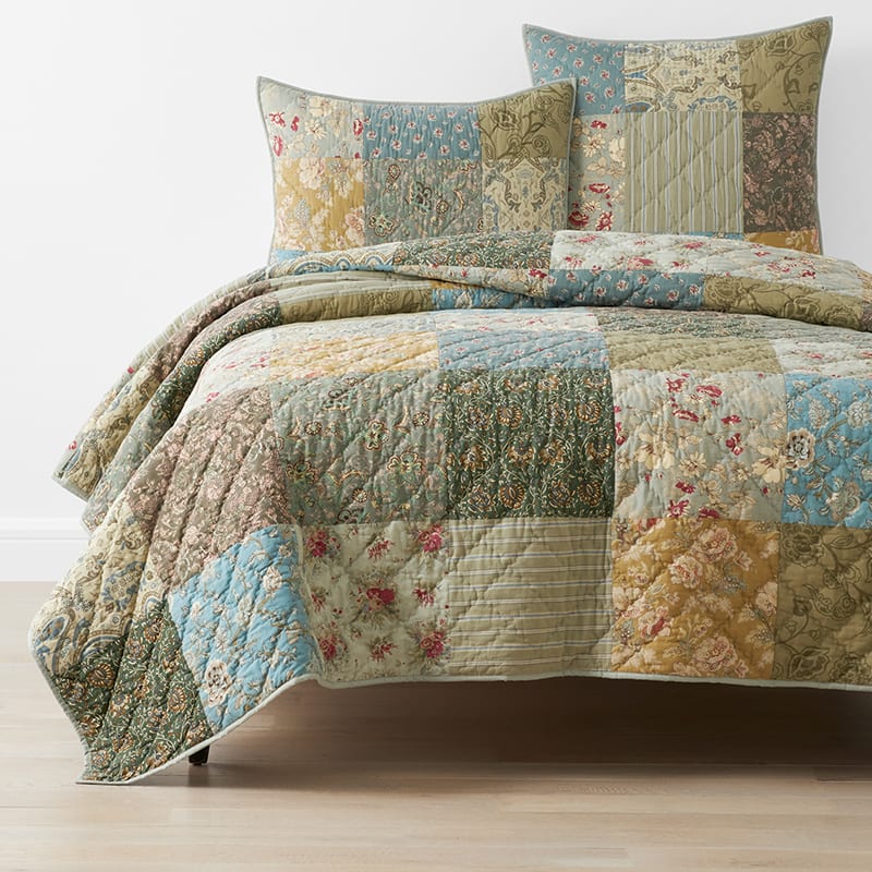 Winter Floral Patchwork Quilted Sham