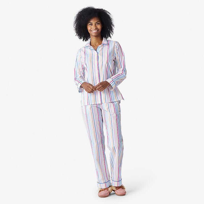 printed poplin pajama pants for women