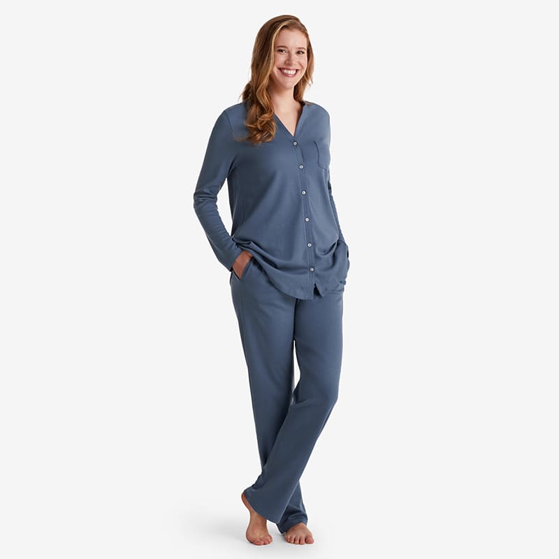 Women s Pima Cotton Button Down Pajama Set The Company Store