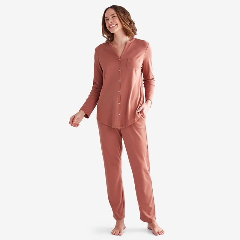 Women's Pima Cotton Button-Down Pajama Set