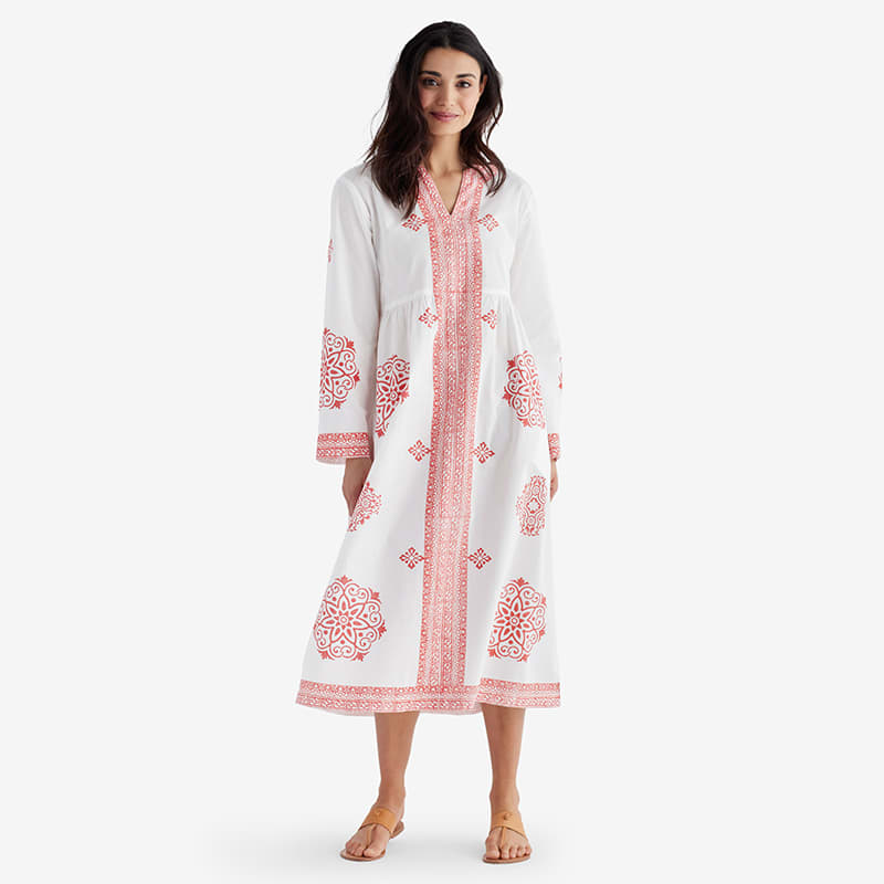 BlockPrinted Cotton Voile Caftan Maxi Dress The Company Store