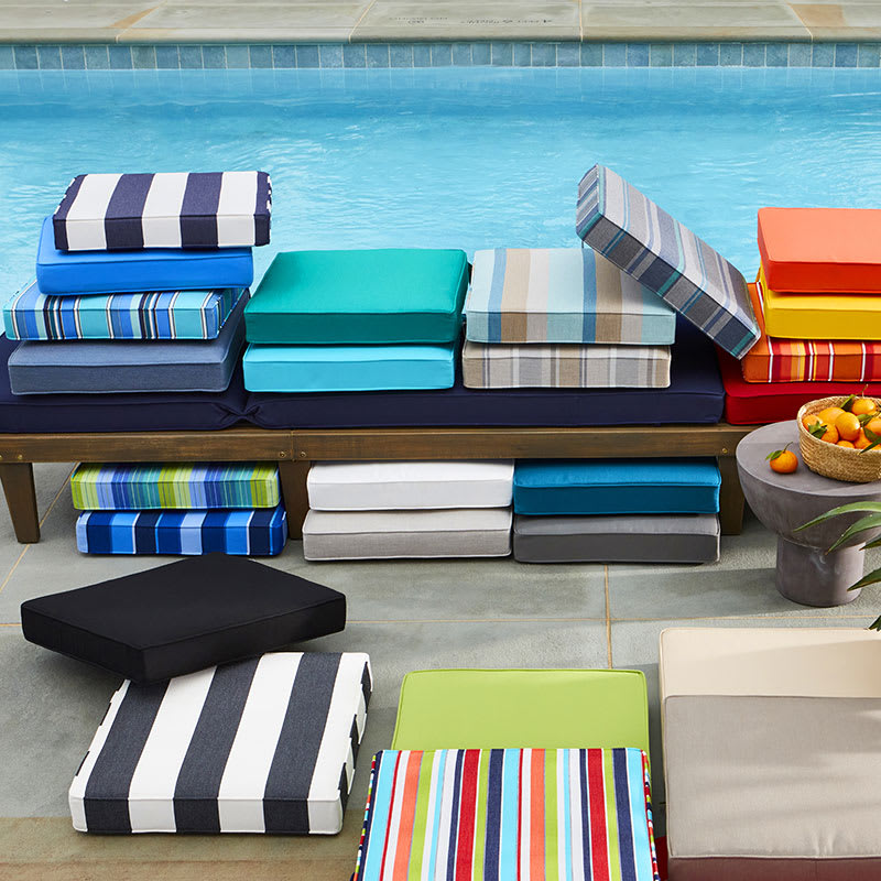 Outdoor Seat Cushion, Sunbrella Lounge Chair Cushions Blue