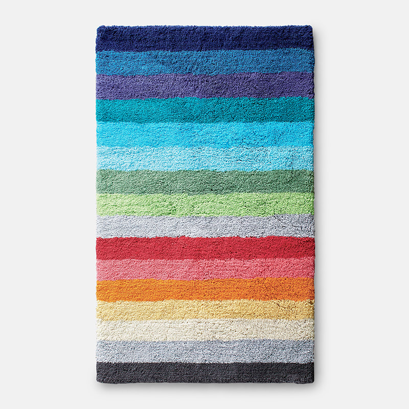 Color Bar Striped Cotton Bath Rug The, Turquoise Color Bathroom Rugs