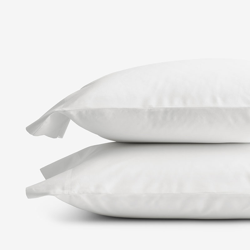 The Company Store Classic Cool Organic Cotton Percale Pillowcase Set In White