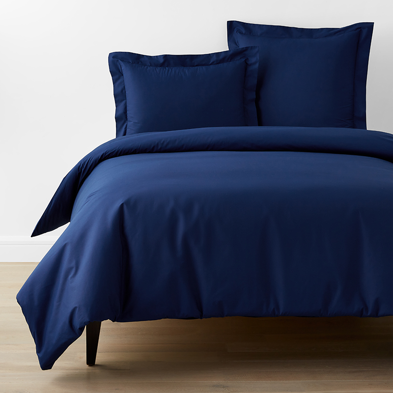 The Company Store Classic Cool Organic Cotton Percale Solid Duvet Cover In Blue