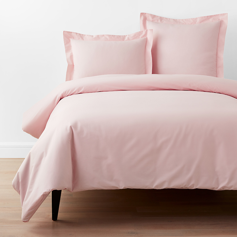 The Company Store Classic Cool Organic Cotton Percale Solid Duvet Cover In Petal Pink