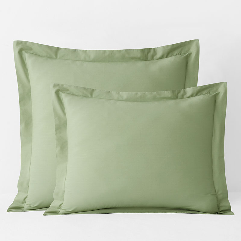 The Company Store Classic Cool Organic Cotton Percale Solid Sham In Moss Green