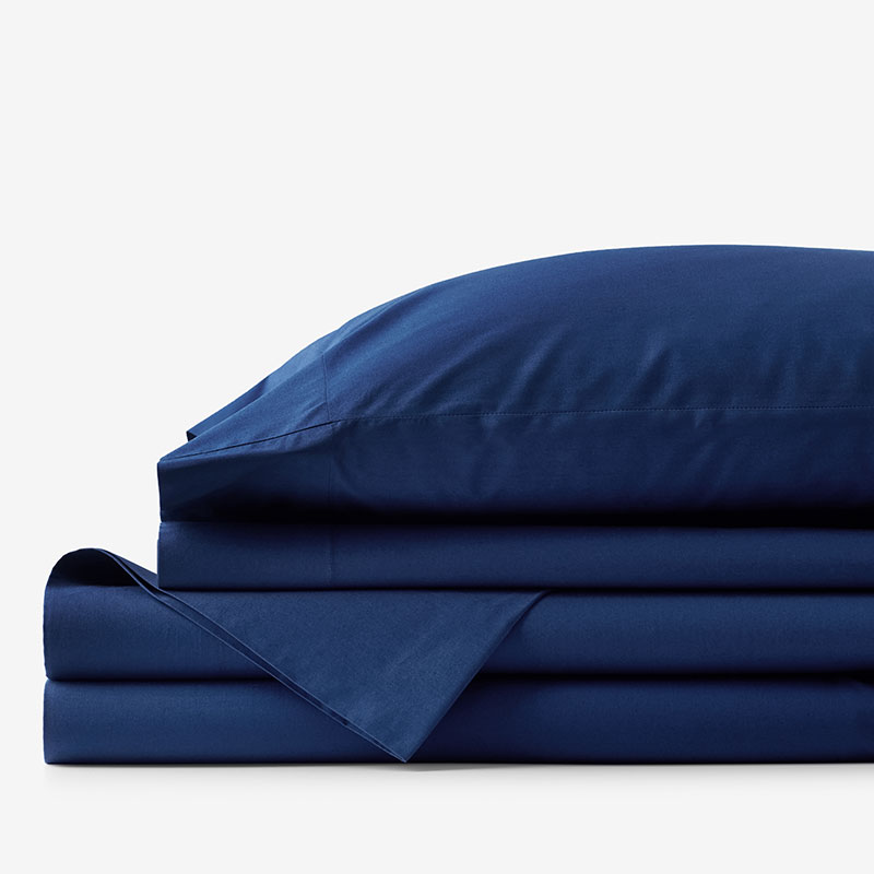 The Company Store Classic Cool Organic Cotton Percale Bed Sheet Set In Blue