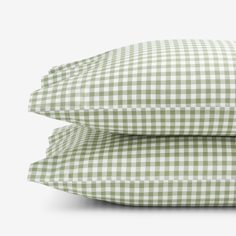 Gingham Classic Cool Organic Cotton Percale Pillowcase Set - Moss, Standard