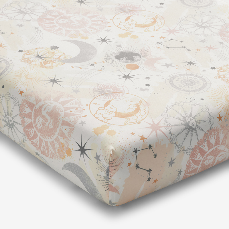 Celestial Print Organic Cotton Fitted Crib Sheet The Company Store