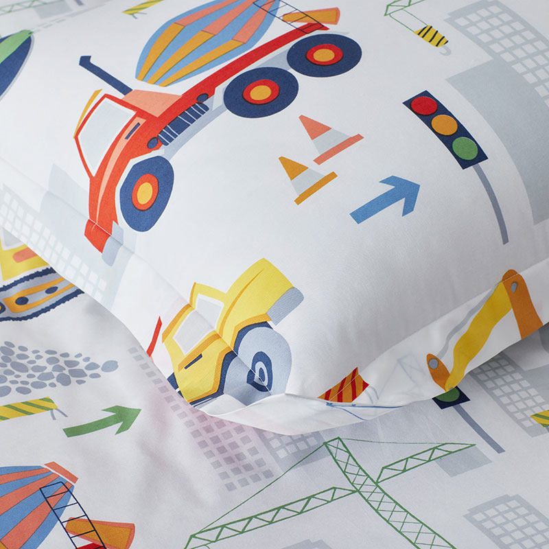 Construction Trucks Classic Cool Organic Cotton Percale Bed Sheet Set|5940