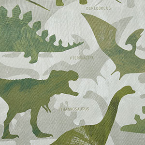 Dino World Classic Cool Organic Cotton Percale Duvet Cover Set - Gray Green, Twin/Twin XL