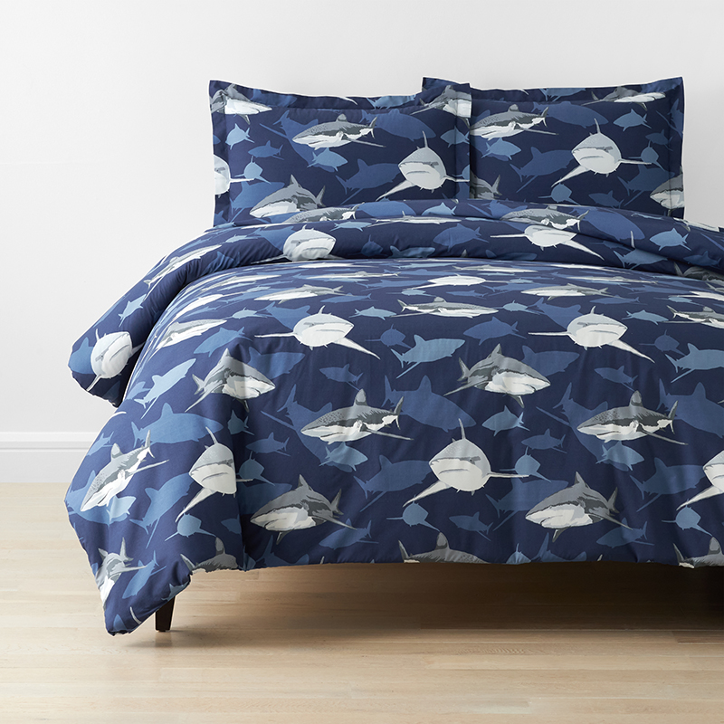 Sharks Classic Cool Organic Cotton Percale Duvet Cover Set