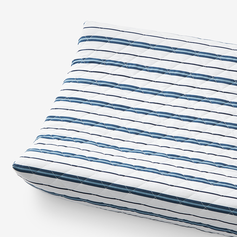 Bacati - Olivia Printed Garland Coral/navy Quilted Changing Pad Cover...