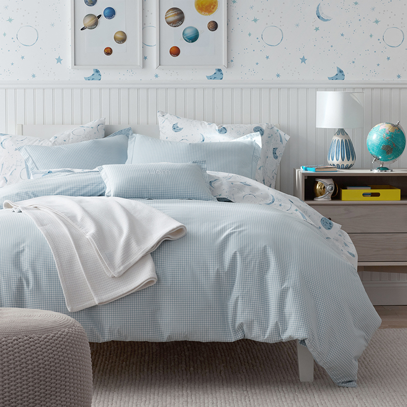 Ditsy Gingham Classic Cool Organic Cotton Percale Bed Sheet Set|62211