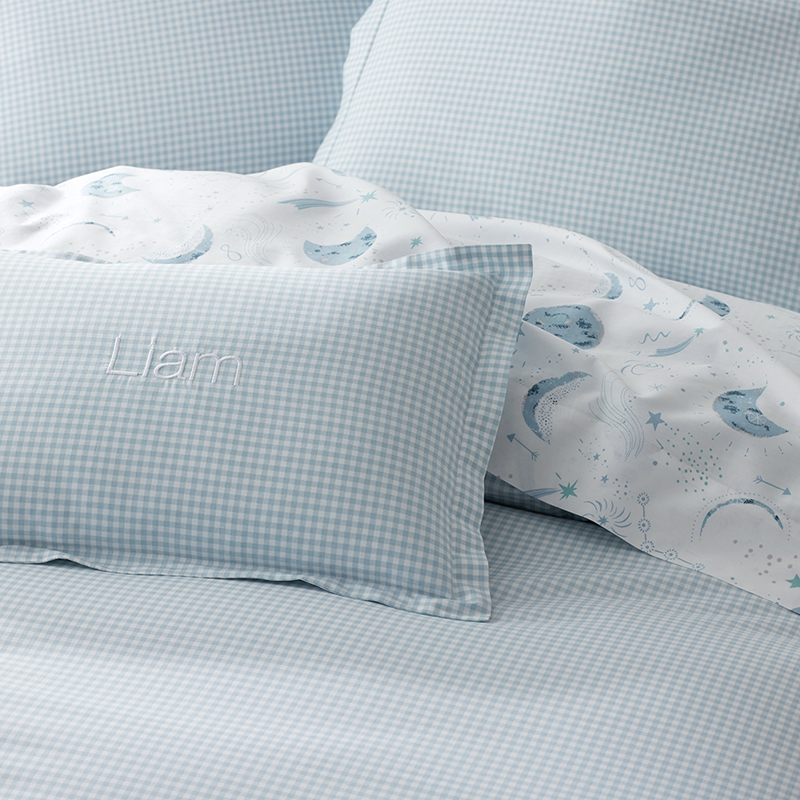 Ditsy Gingham Classic Cool Organic Cotton Percale Bed Sheet Set|62211