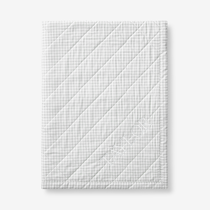 THE COMPANY STORE DITSY GINGHAM CLASSIC COOL ORGANIC COTTON PERCALE QUILTED REVERSIBLE SHERPA STROLLER BLANKET