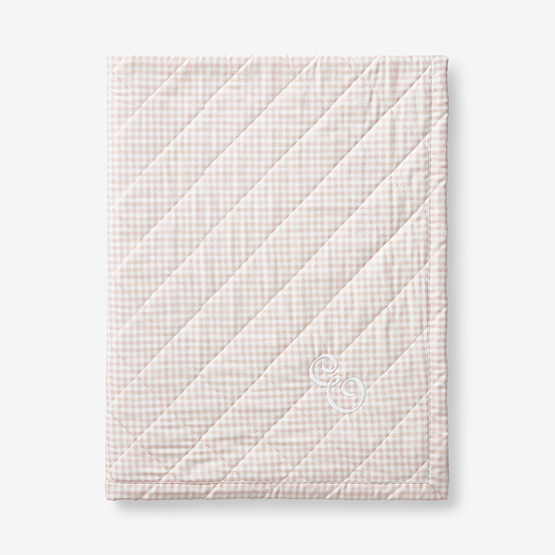 The Company Store Ditsy Gingham Classic Cool Organic Cotton Percale Quilted Reversible Sherpa Stroller Blanket In Pink