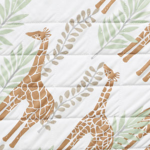 Giraffe Play Classic Cool Organic Cotton Percale Quilted Reversible Sherpa Stroller Blanket - Gray