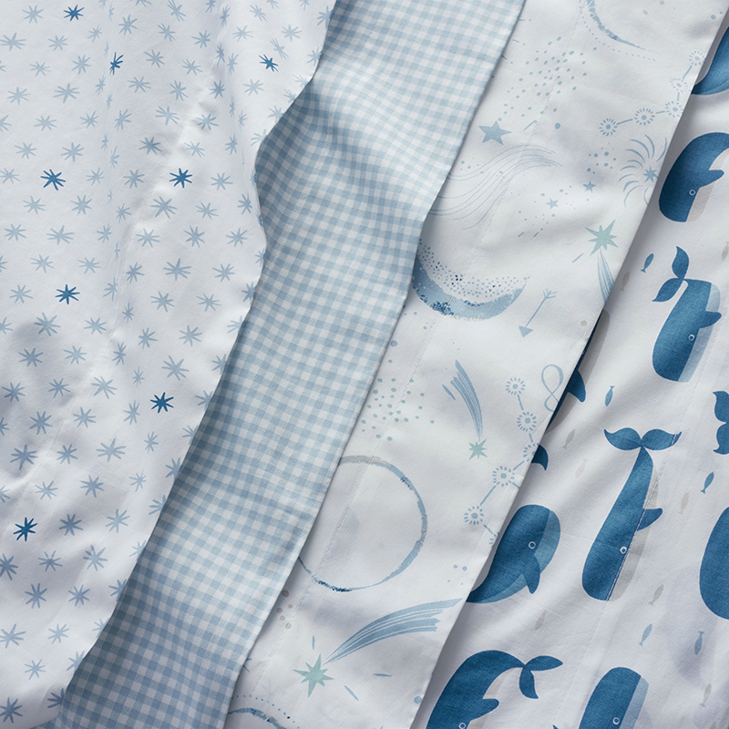 Night Sky Classic Cool Organic Cotton Percale Sheet Set(Night Sky White)|5979