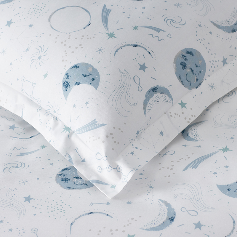Night Sky Classic Cool Organic Cotton Percale Sheet Set(Night Sky White)|5979